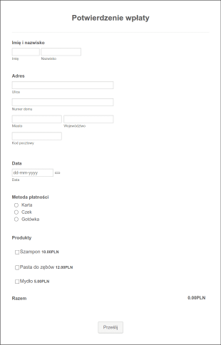 Potwierdzenie Wpłaty Form Template