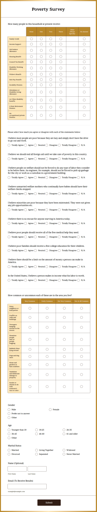 Poverty Survey Form Template