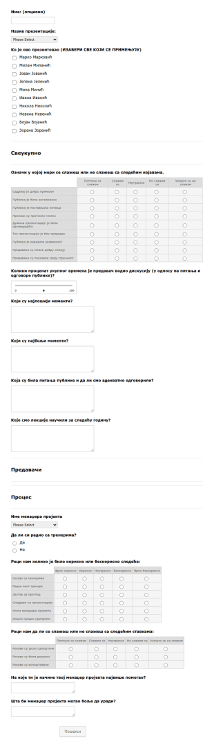 Повратне Информације о Презентацији