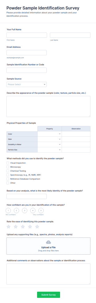 Powder Sample Identification Survey Form Template