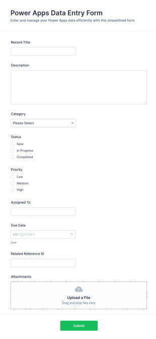 Power Apps Data Entry Form Template