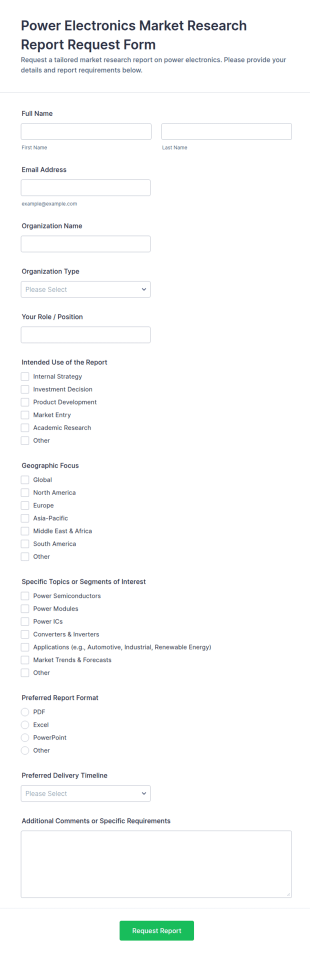 Power Electronics Market Research Report Request Form Template