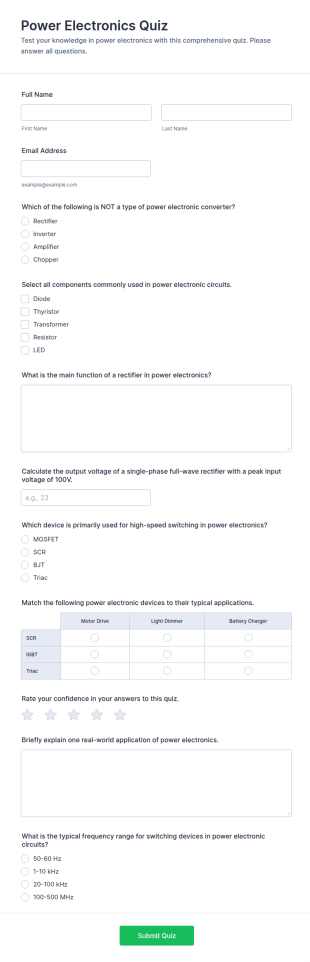 Power Electronics Quiz Form Template