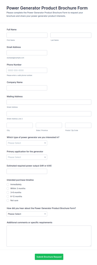 Power Generator Product Brochure Form Template
