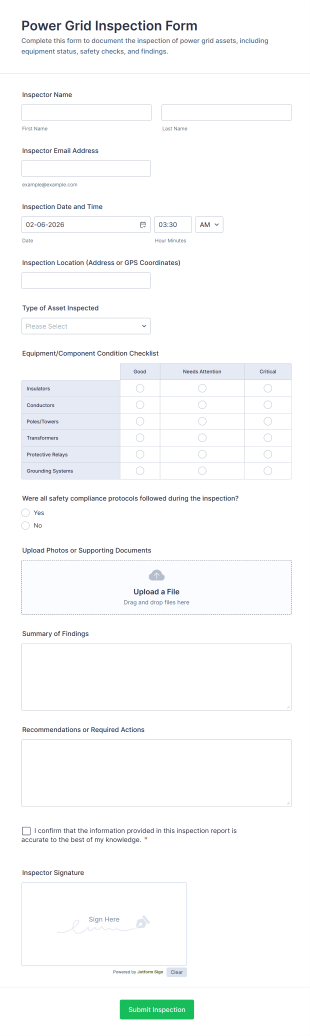Power Grid Inspection Form Template