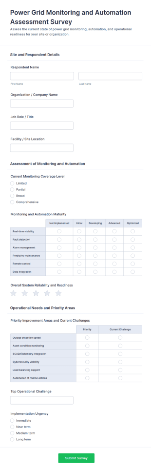 Power Grid Monitoring And Automation Assessment Form Template