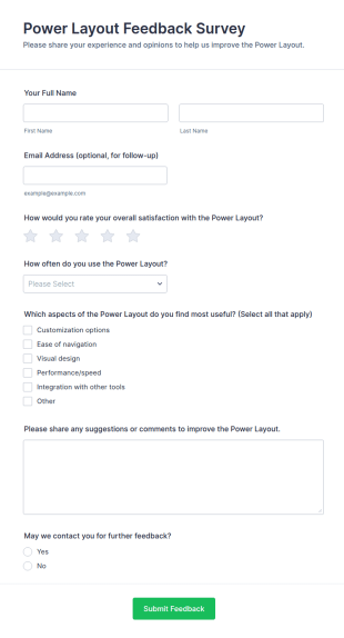 Power Layout Feedback Survey Form Template