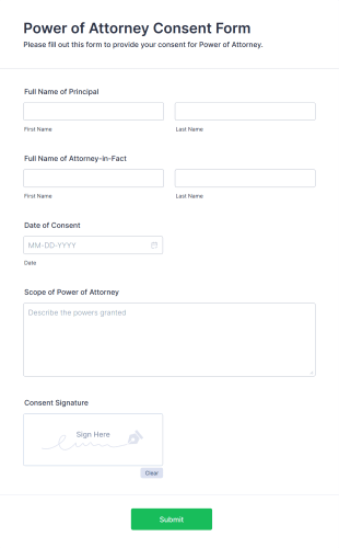 Power Of Attorney Consent Form Template