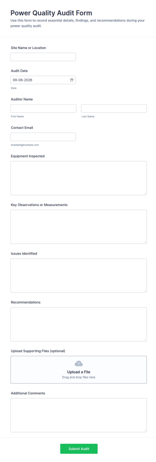 Power Quality Audit Form Template