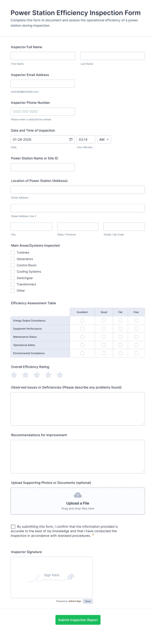 Power Station Efficiency Inspection Form Template