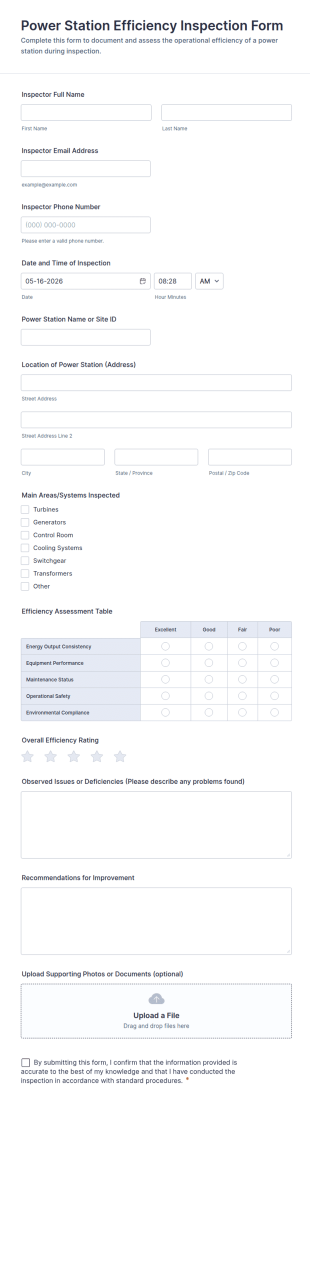 Power Station Efficiency Inspection Form Template