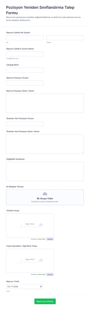 Pozisyon Yeniden Sınıflandırma Talep Form Şablonu