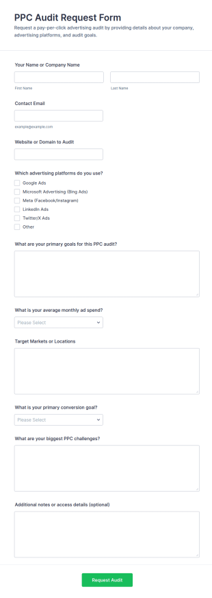 PPC Audit Request Form Template