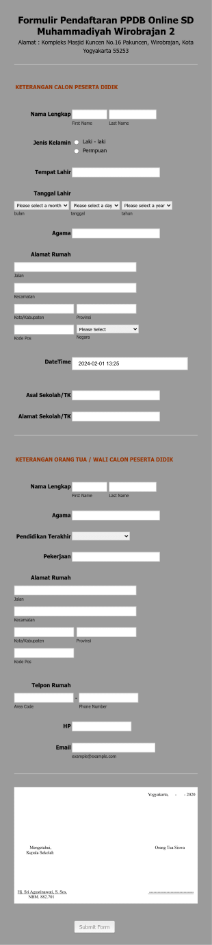 Indonesian PPDB 2020 Form Template