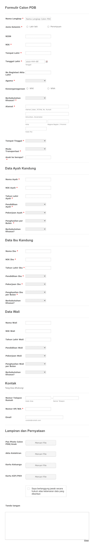 Ppdb Dapodik 2021/2022 Form Template