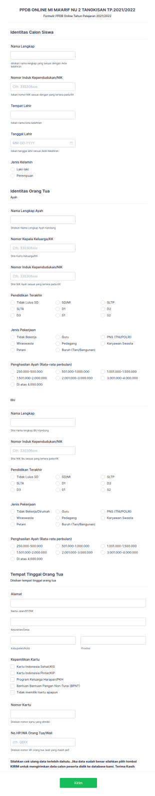 Ppdb Online MI Ma'arif Nu 2 Tangkisan Tp.2021/2022