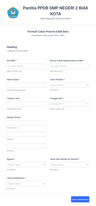 Ppdb Smp Negeri 2 Biak Kota Form Template