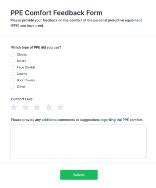 PPE Comfort Feedback Form Template