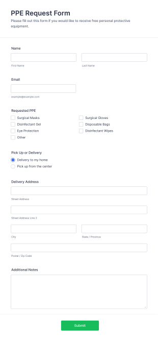 PPE Request Form Template