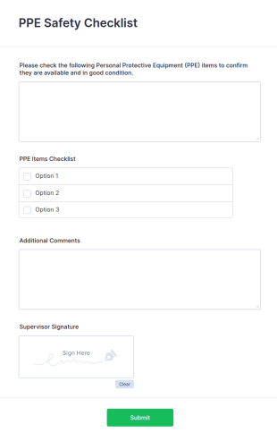 PPE Safety Checklist Form Template
