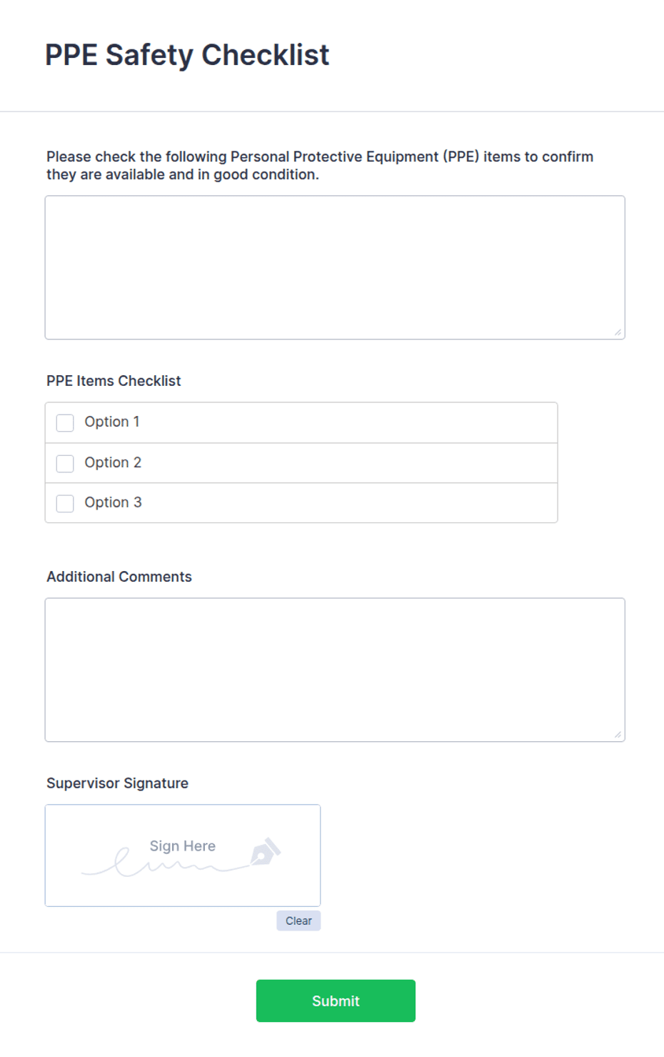 Ppe Check Box PPE Safety Checklist Form Template | Jotform