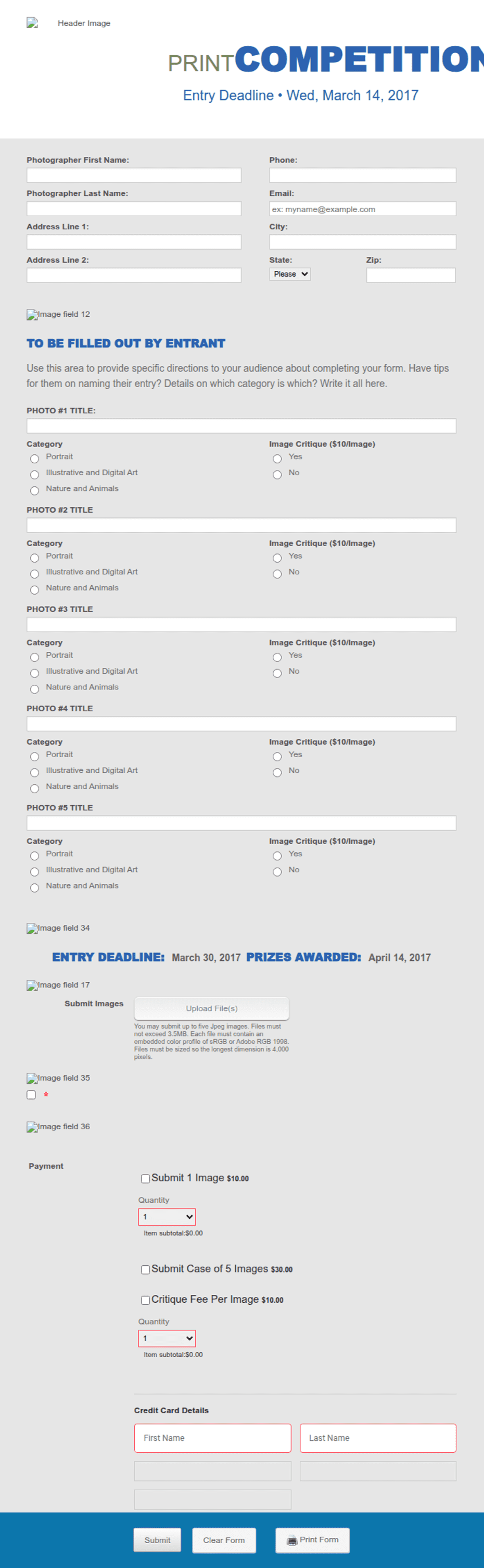 PPMT Print Competition Form Template | Jotform
