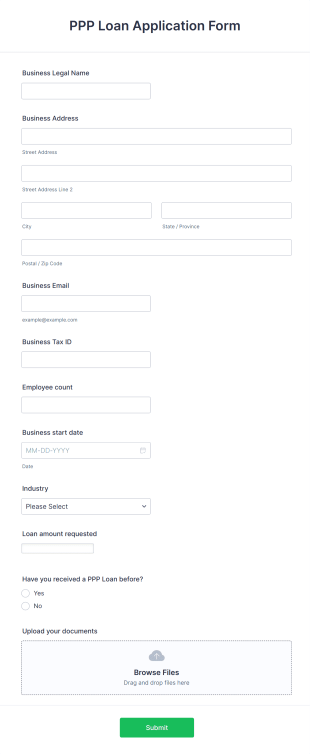 PPP Loan Application Form Template