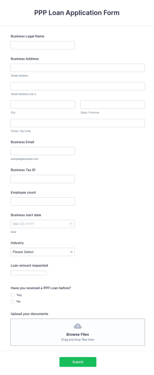 PPP Loan Application Form Template
