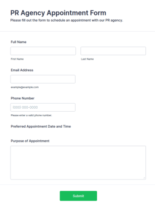 PR Agency Appointment Form Template