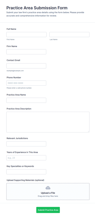 Practice Area Submission Form Template