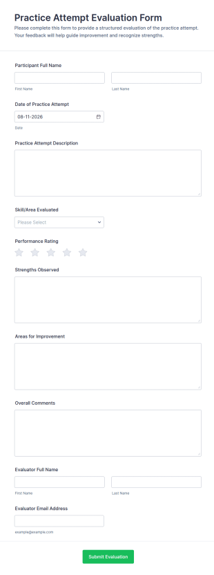 Practice Attempt Evaluation Form Template