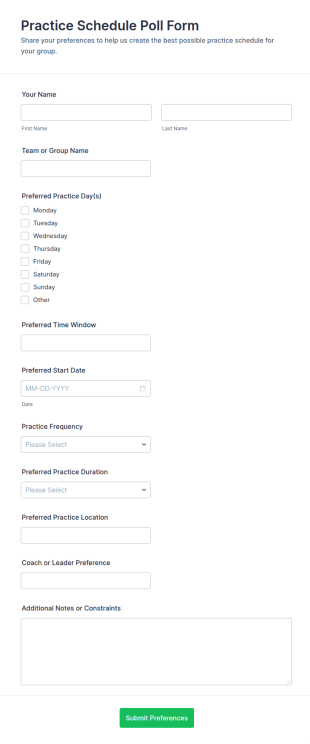 Practice Schedule Poll Form Template