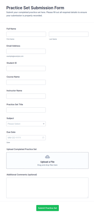 Practice Set Submission Form Template