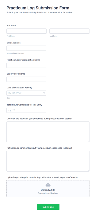 Practicum Log Submission Form Template