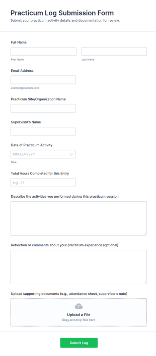 Practicum Log Submission Form Template