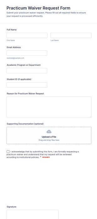 Practicum Waiver Request Form Template