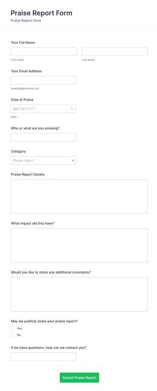 Praise Report Form Template