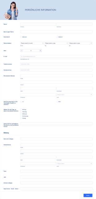 Praktikumsbewerbungsformular Form Template