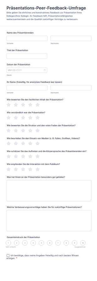 Präsentations Peer Feedback Umfrage
