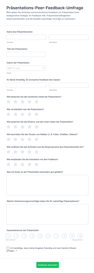 Präsentations Peer Feedback Umfrage