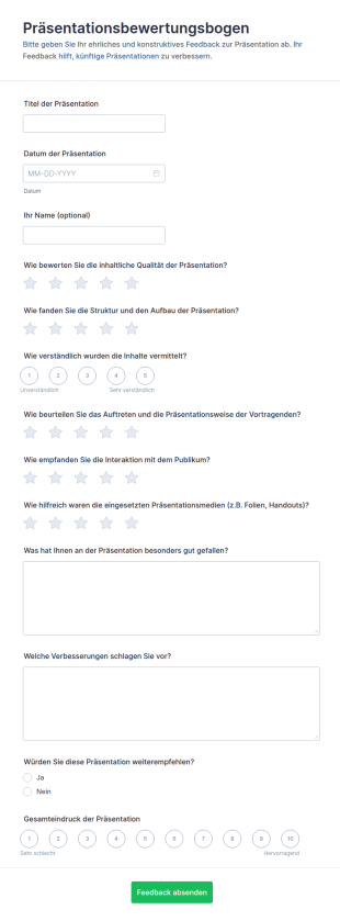 Präsentationsbewertungsbogen