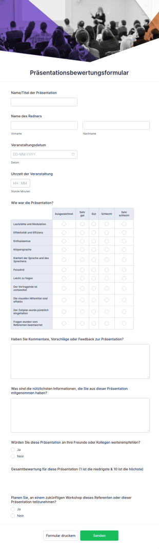 Präsentationsbewertungsformular