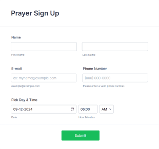 Prayer Sign Up Form Template