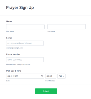 Prayer Sign Up Form Template