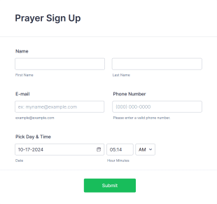 Prayer Sign Up Form Template