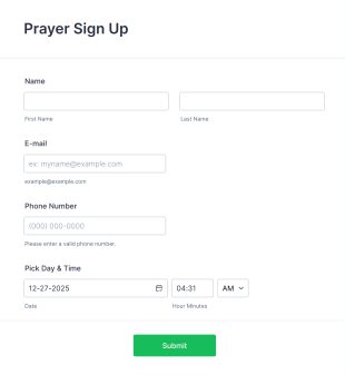 Prayer Sign Up Form Template