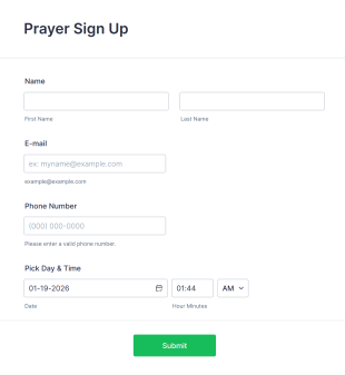 Prayer Sign Up Form Template