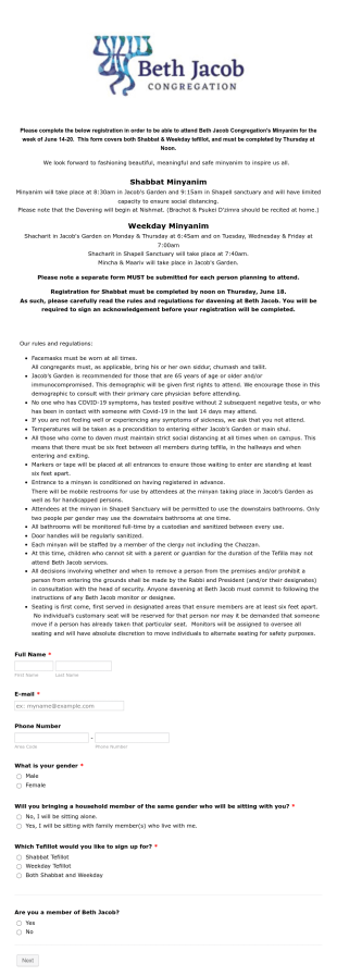 Prayer Signup Form Template