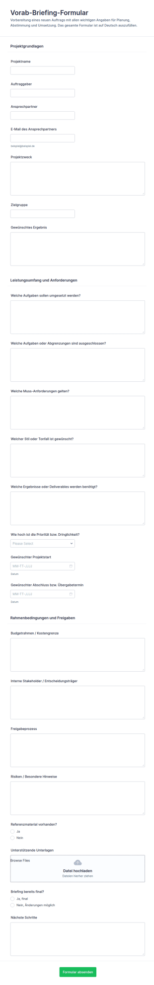 Pre Bewerbungsformular