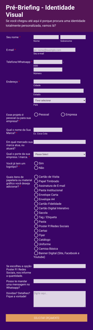 Pré Briefing Identidade Visual Form Template